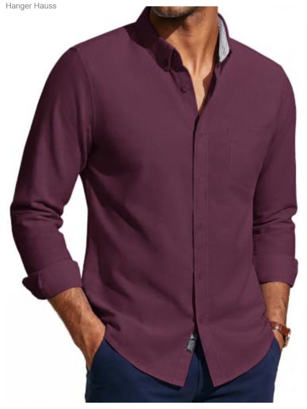 Men's Cotton Blend Oxford Long Sleeve Button Down Shirt Casual